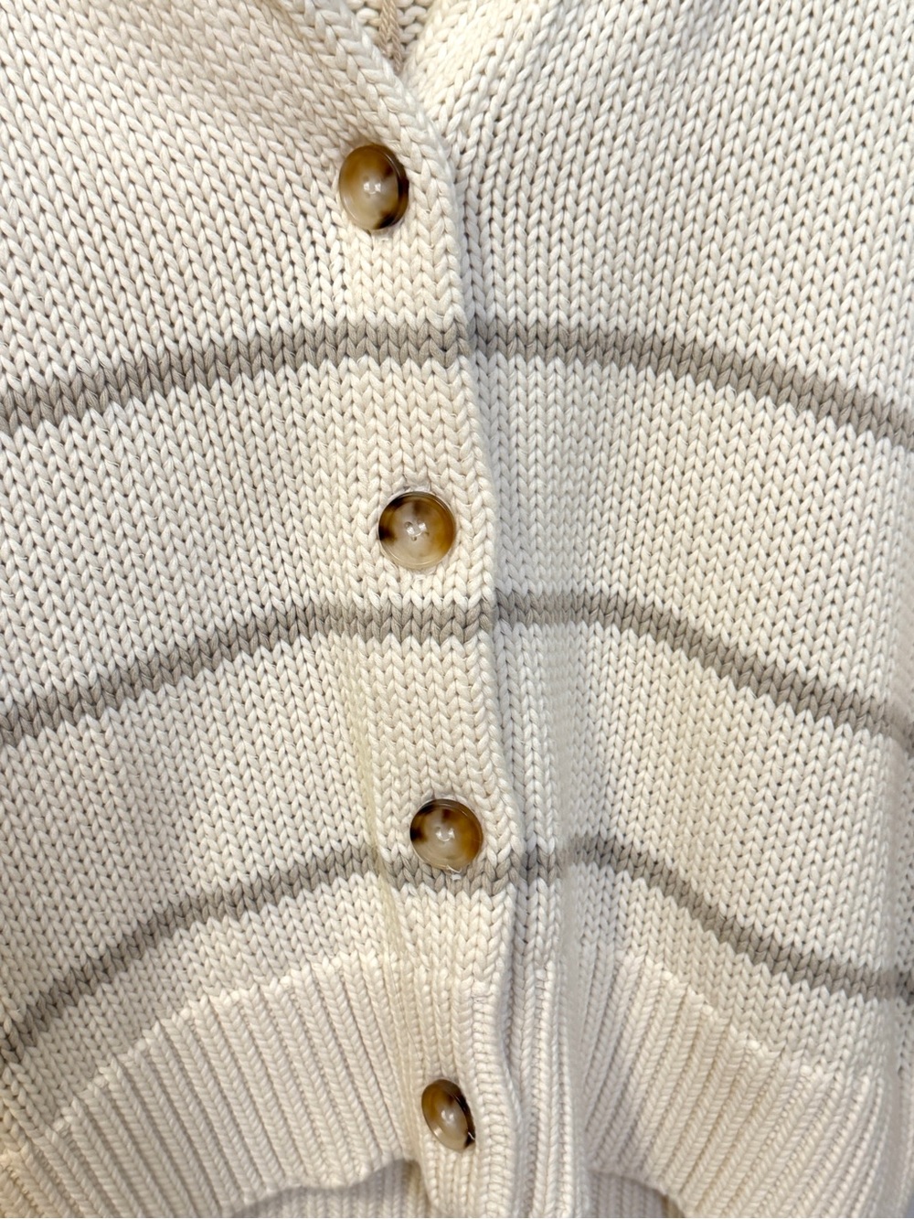 Magaschoni 100% Cotton Striped Cardigan Sweater NWT Cream XS Luxury Knit - Picture 5 of 10